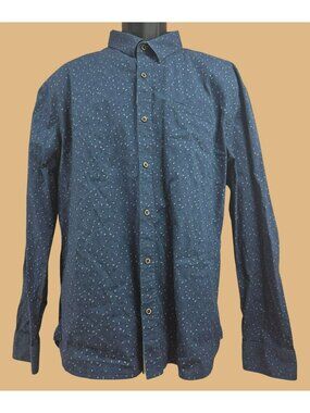 7 Diamonds Mens Blue Long-Sleeve Navy Floral Shirt XXL